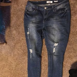 Faded blue  ripped jeans